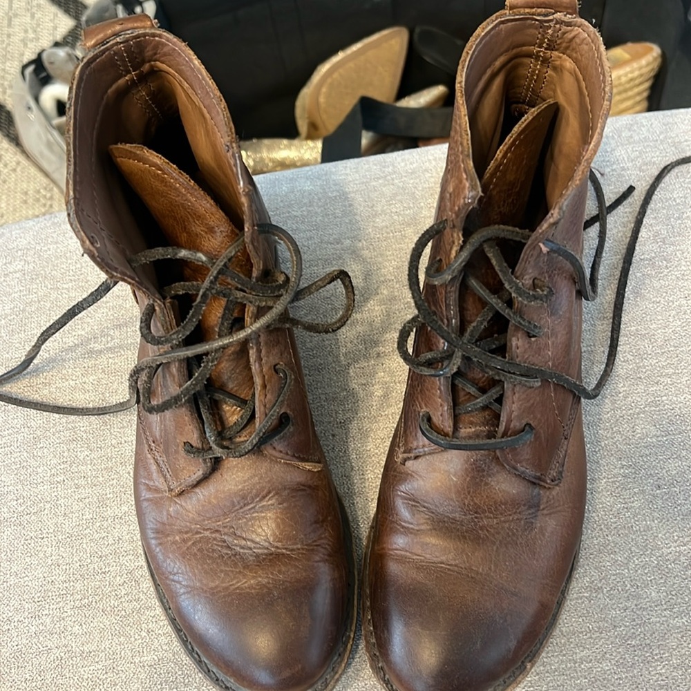 Leather lace up boots